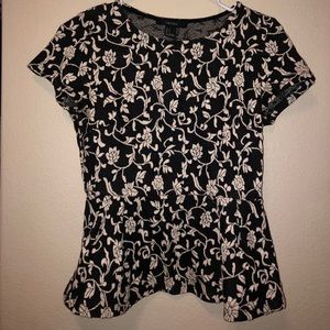 black and white floral top